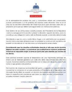 Posición del Gobierno ante declaratorias de propósito.