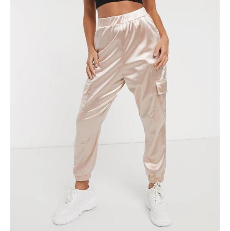 ASOS DESIGN Petite satin jogger with pockets - Asos