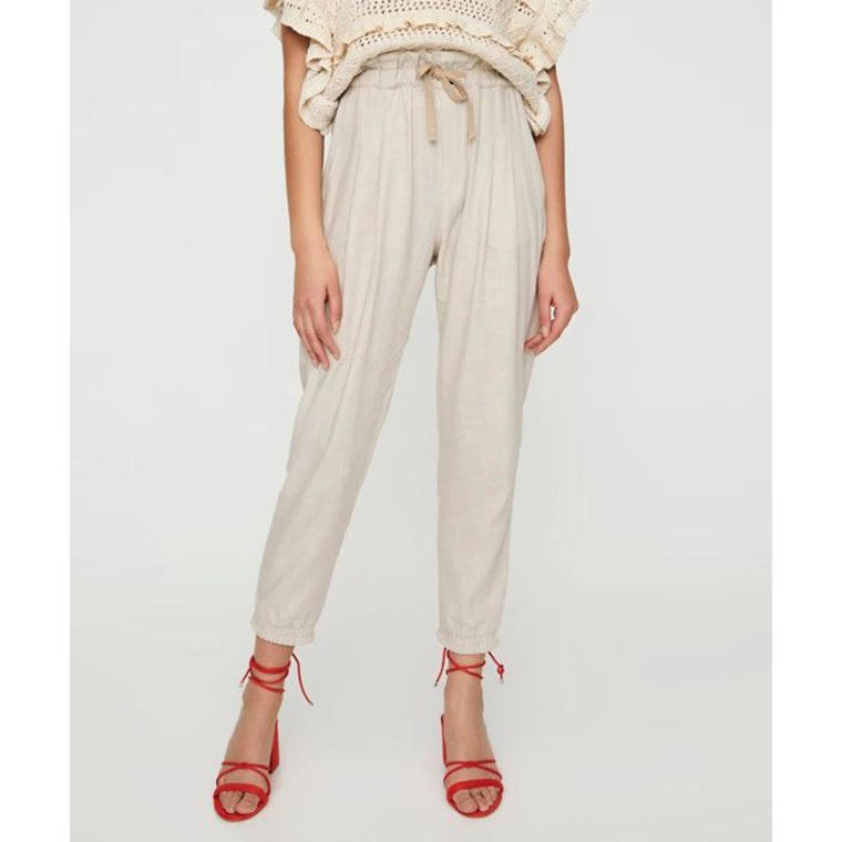 Pull&Bear linen blend jogger in ecru - Asos