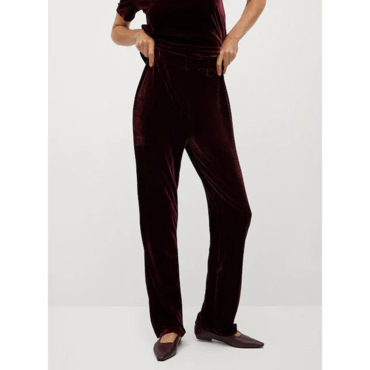 Straight velvet pants - Mango