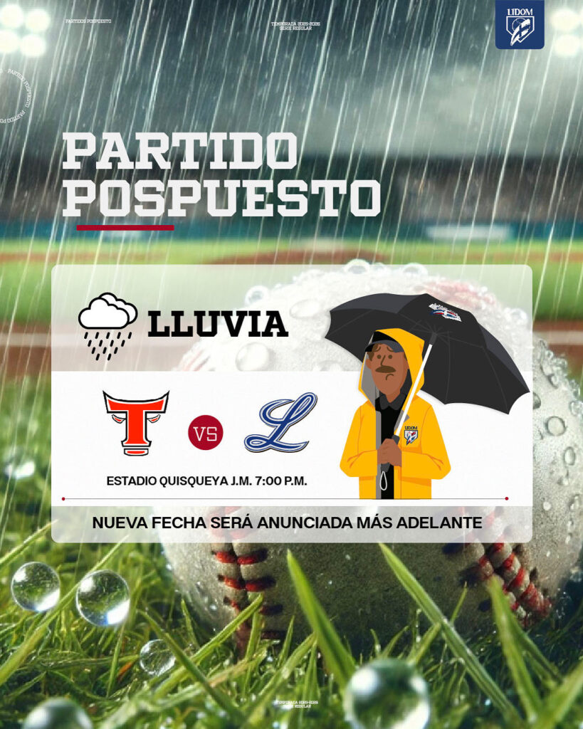 Suspenden juego entre Licey y Toros por lluvias en el Estadio Quisqueya lidom