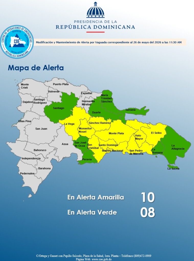 provincias en alerta COE