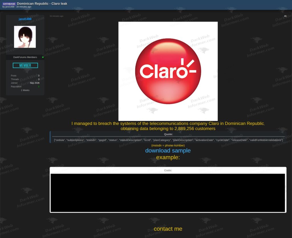 Lo que se sabe de la alegada filtración de datos de clientes de Claro Dominicana presunta filtración de datos de Claro Dominicana