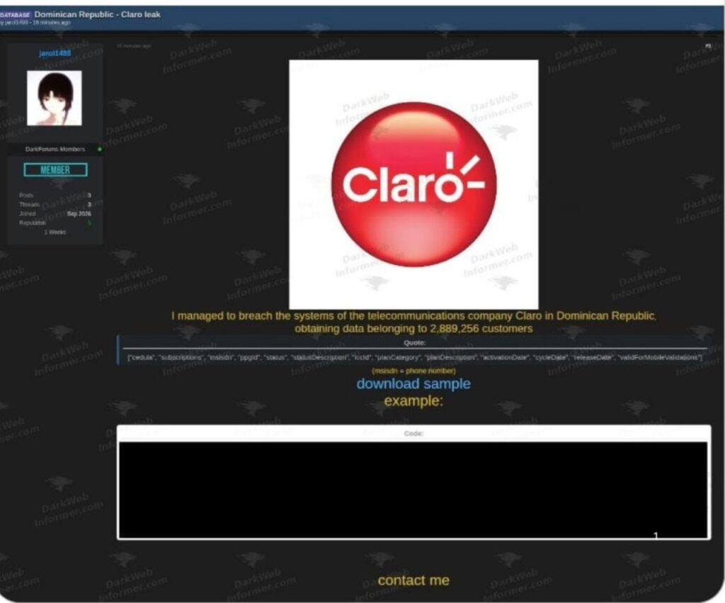 exposición de datos de Claro Dominicana